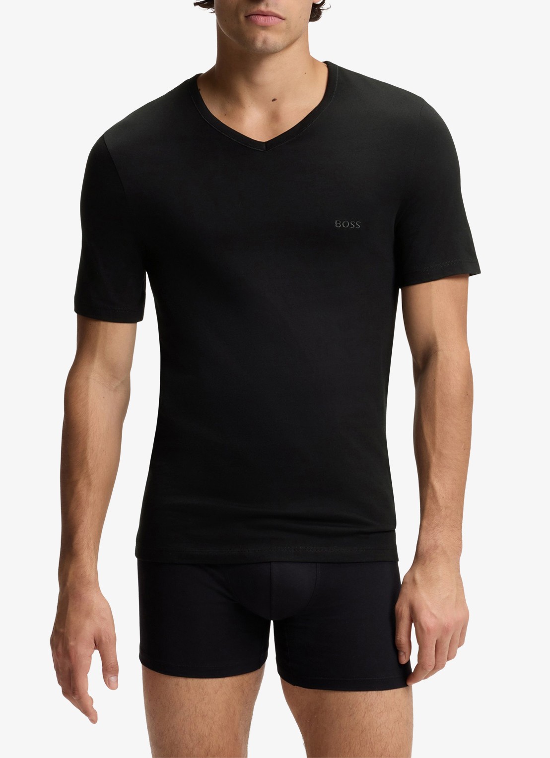 BOSS T-shirt met V-hals in 3-pack - detail grijsmele