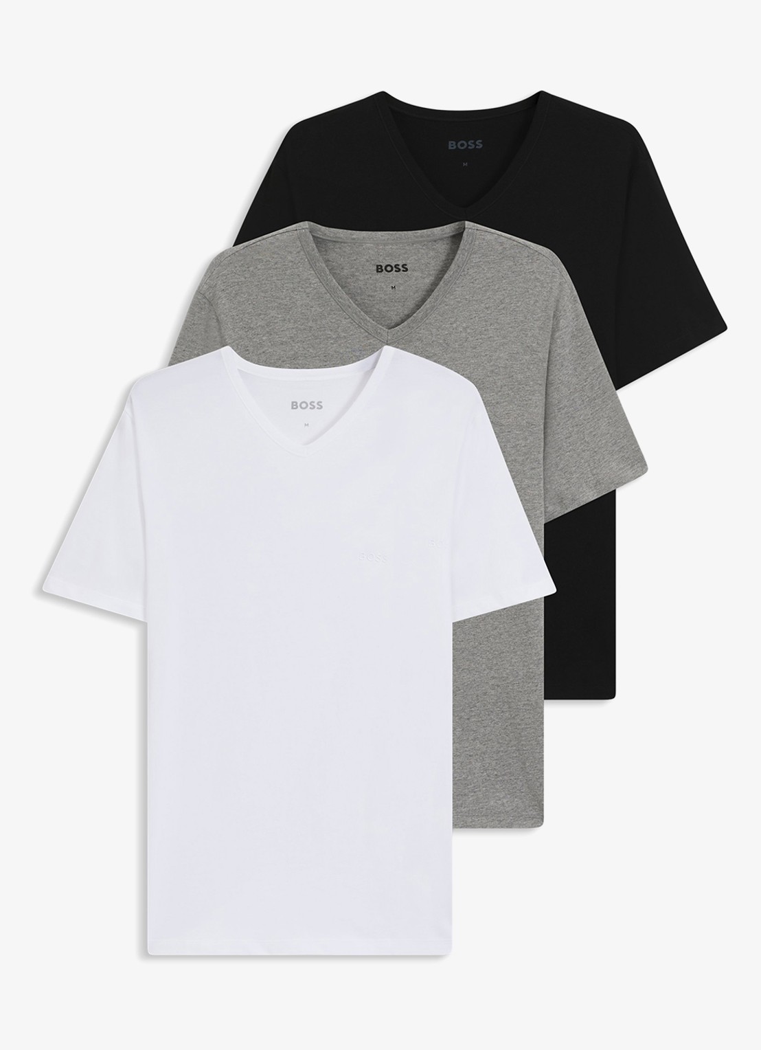 BOSS T-shirt met V-hals in 3-pack - voorkant grijsmele