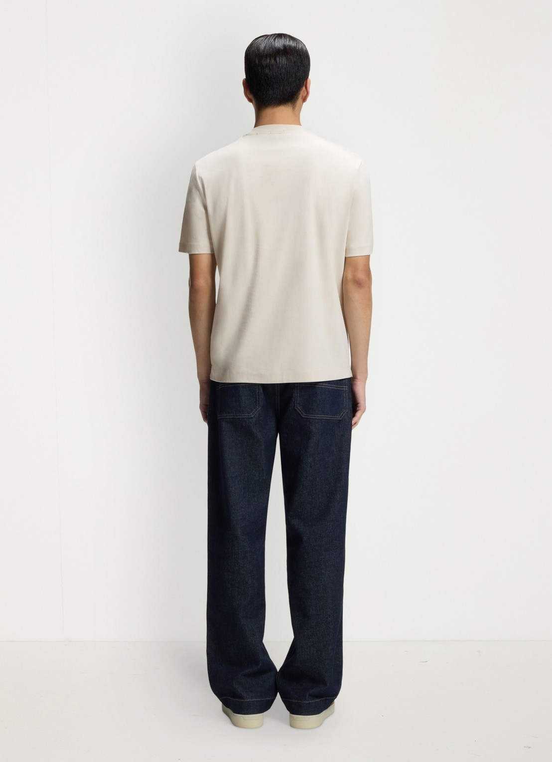 BOSS T-shirt van gemerceriseerde katoen met Double B-monogram - achterkant open white-131 / wit