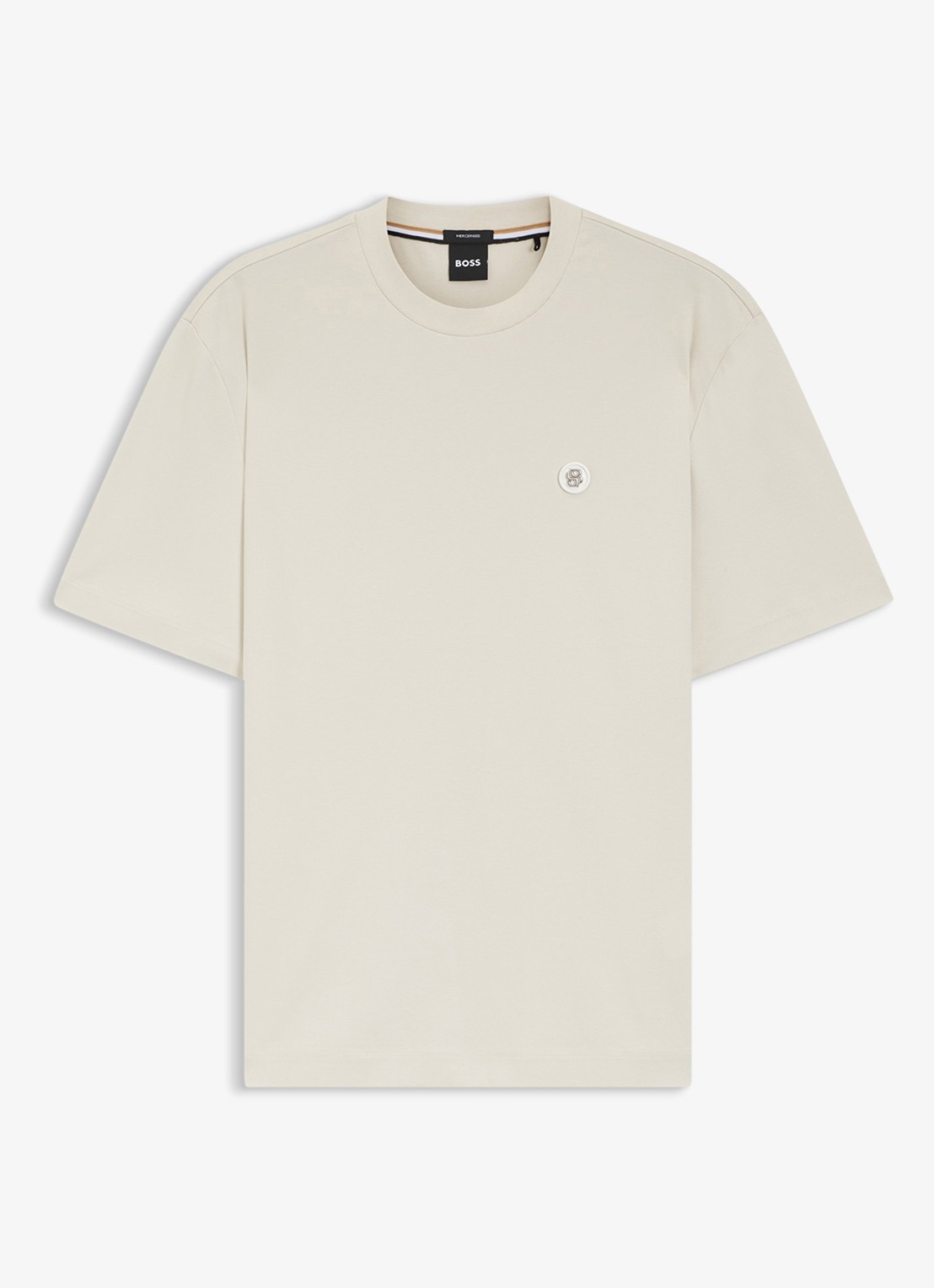 BOSS T-shirt van gemerceriseerde katoen met Double B-monogram - voorkant 4 open white-131 / wit