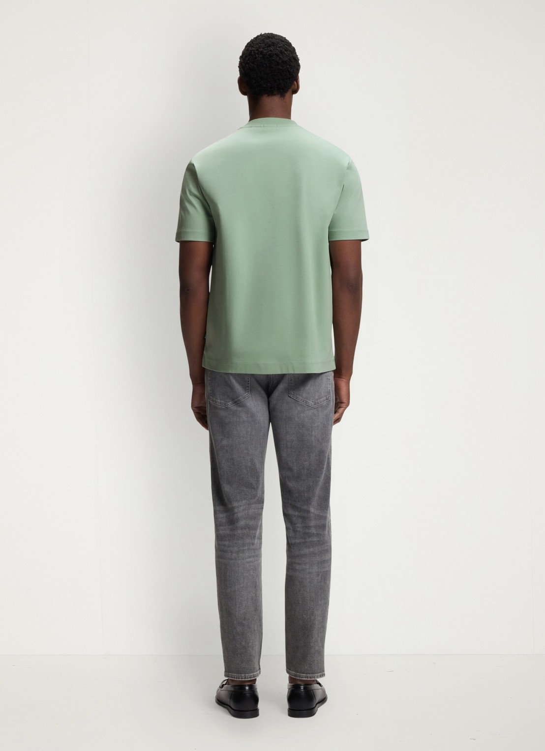 BOSS T-shirt van gemerceriseerde katoen met Double B-monogram - achterkant 3 open green-373 / groen