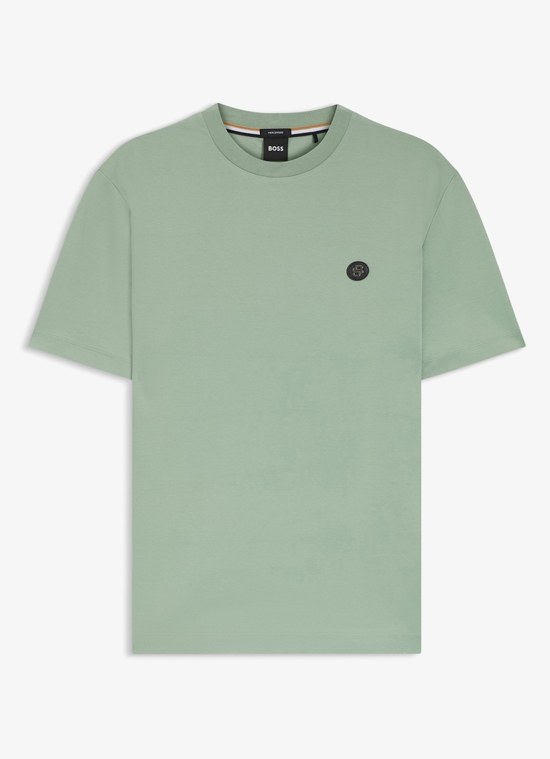 BOSS T-shirt van gemerceriseerde katoen met Double B-monogram - voorkant 4 open green-373 / groen