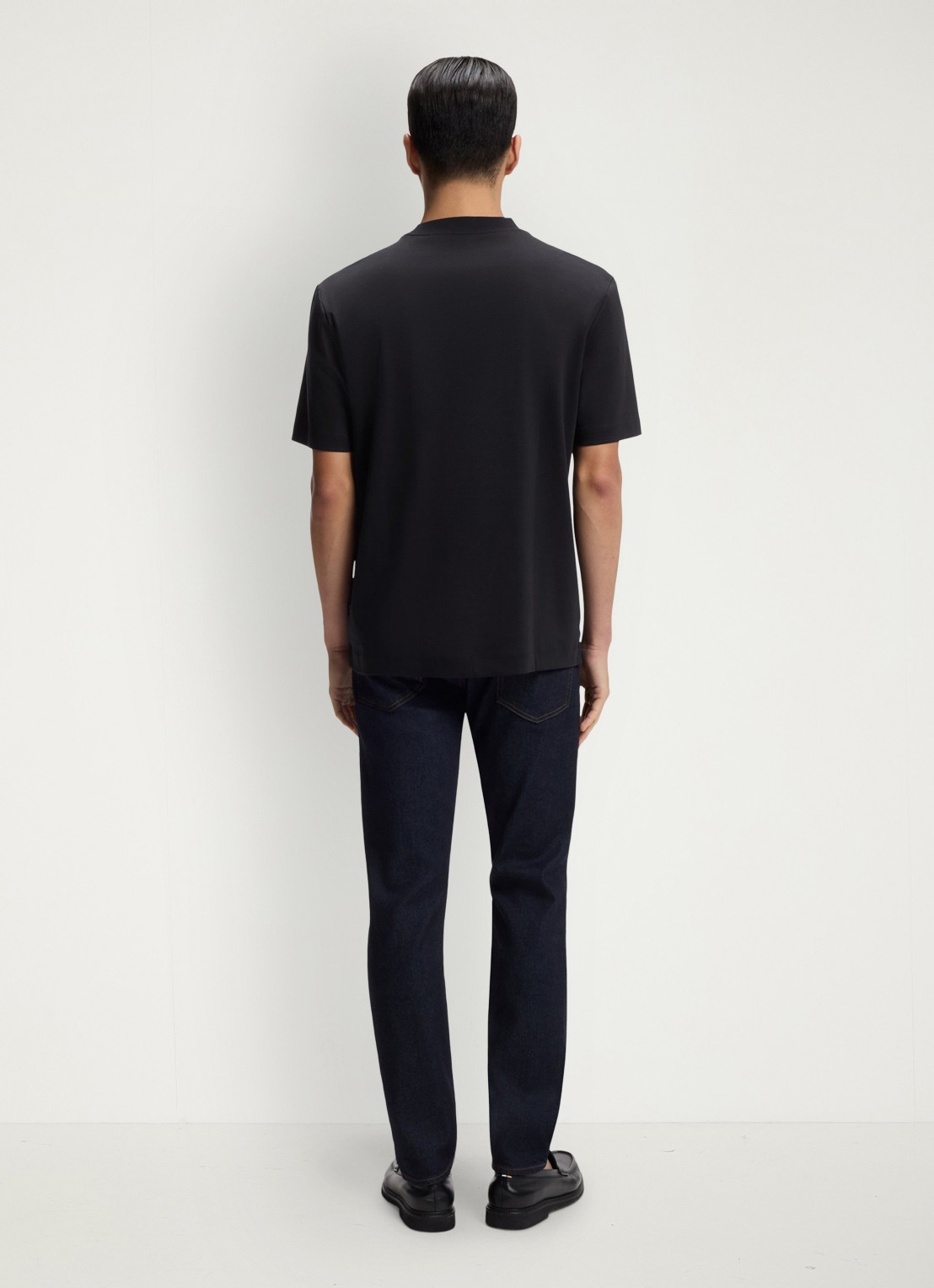 BOSS T-shirt van gemerceriseerde katoen met Double B-monogram - achterkant 3 dark blue-404 / blauw