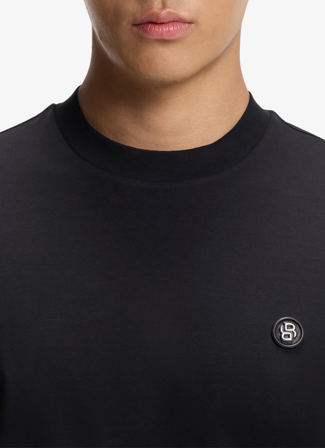 BOSS T-shirt van gemerceriseerde katoen met Double B-monogram - detail 2 dark blue-404 / blauw