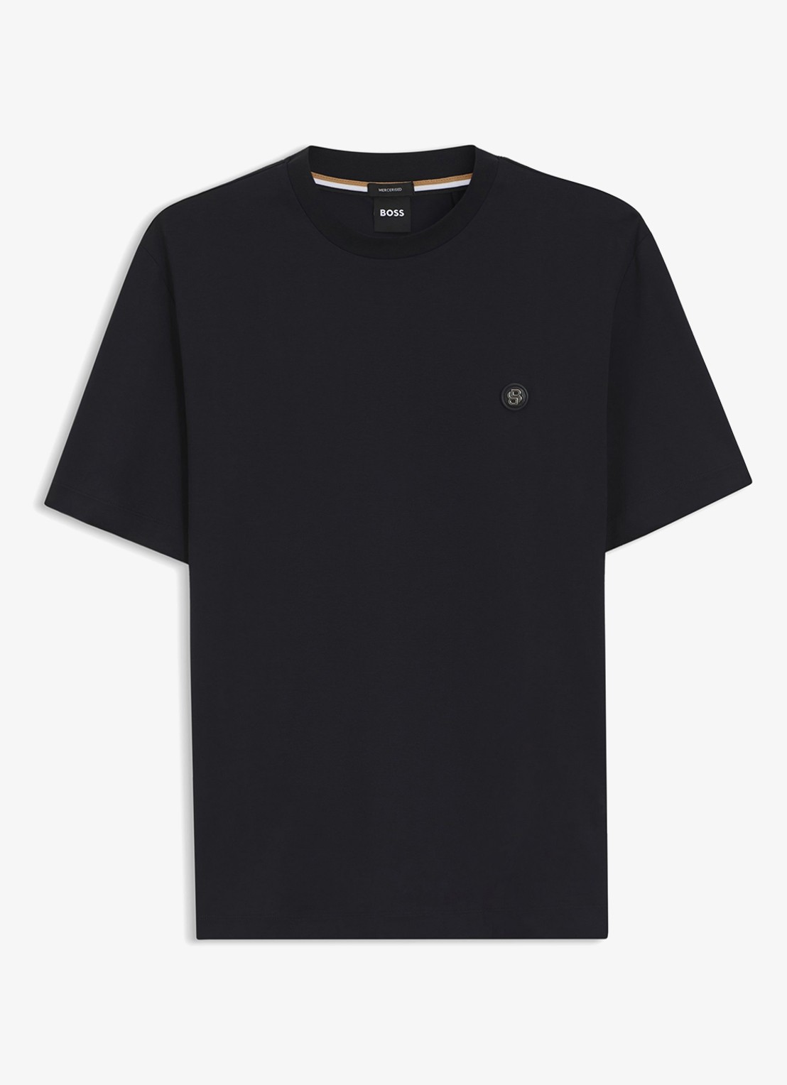 BOSS T-shirt van gemerceriseerde katoen met Double B-monogram - voorkant 4 dark blue-404 / blauw