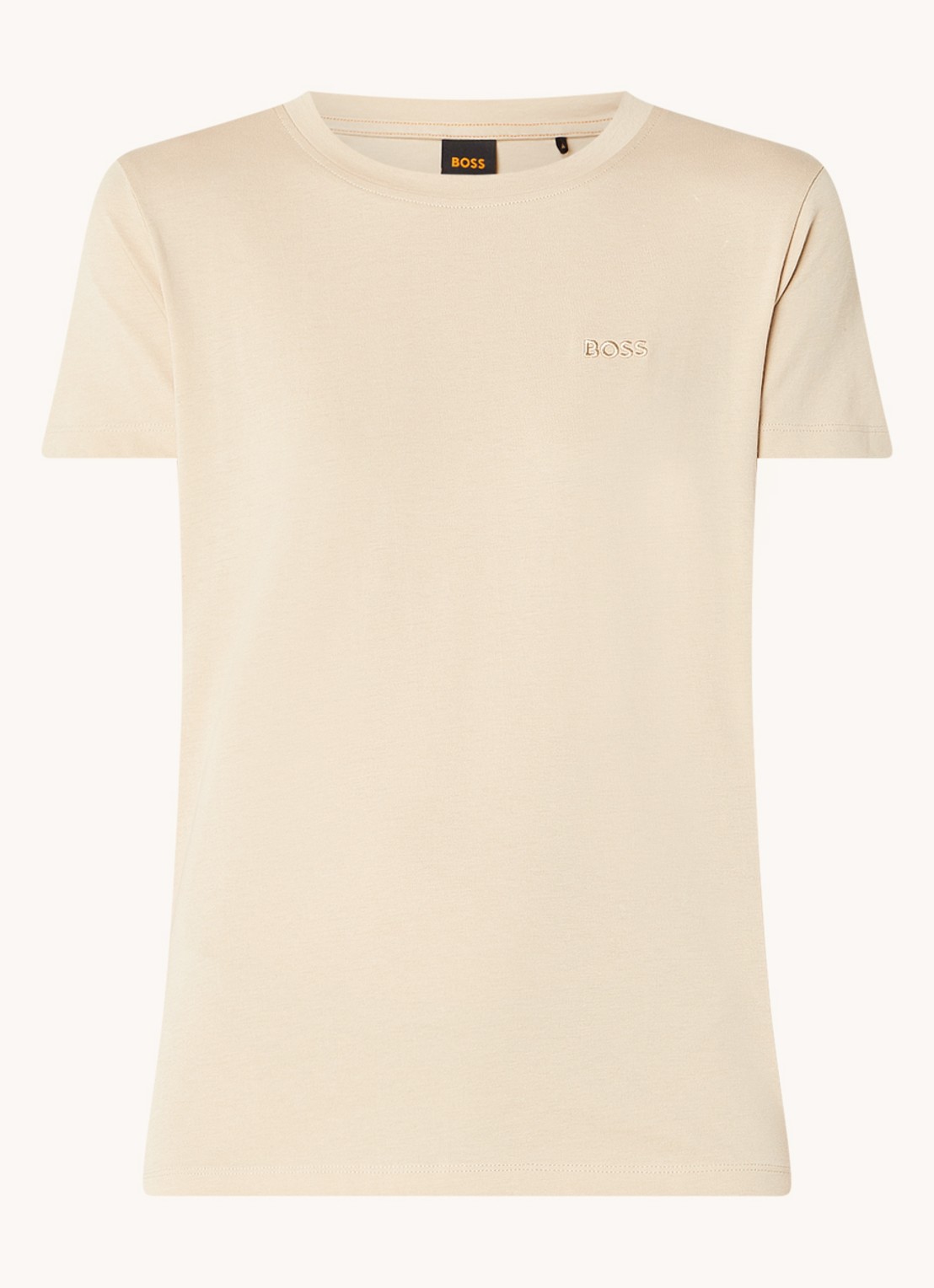 BOSS T-shirt van katoenen jersey met logodetail - voorkant medium beige-269 / beige
