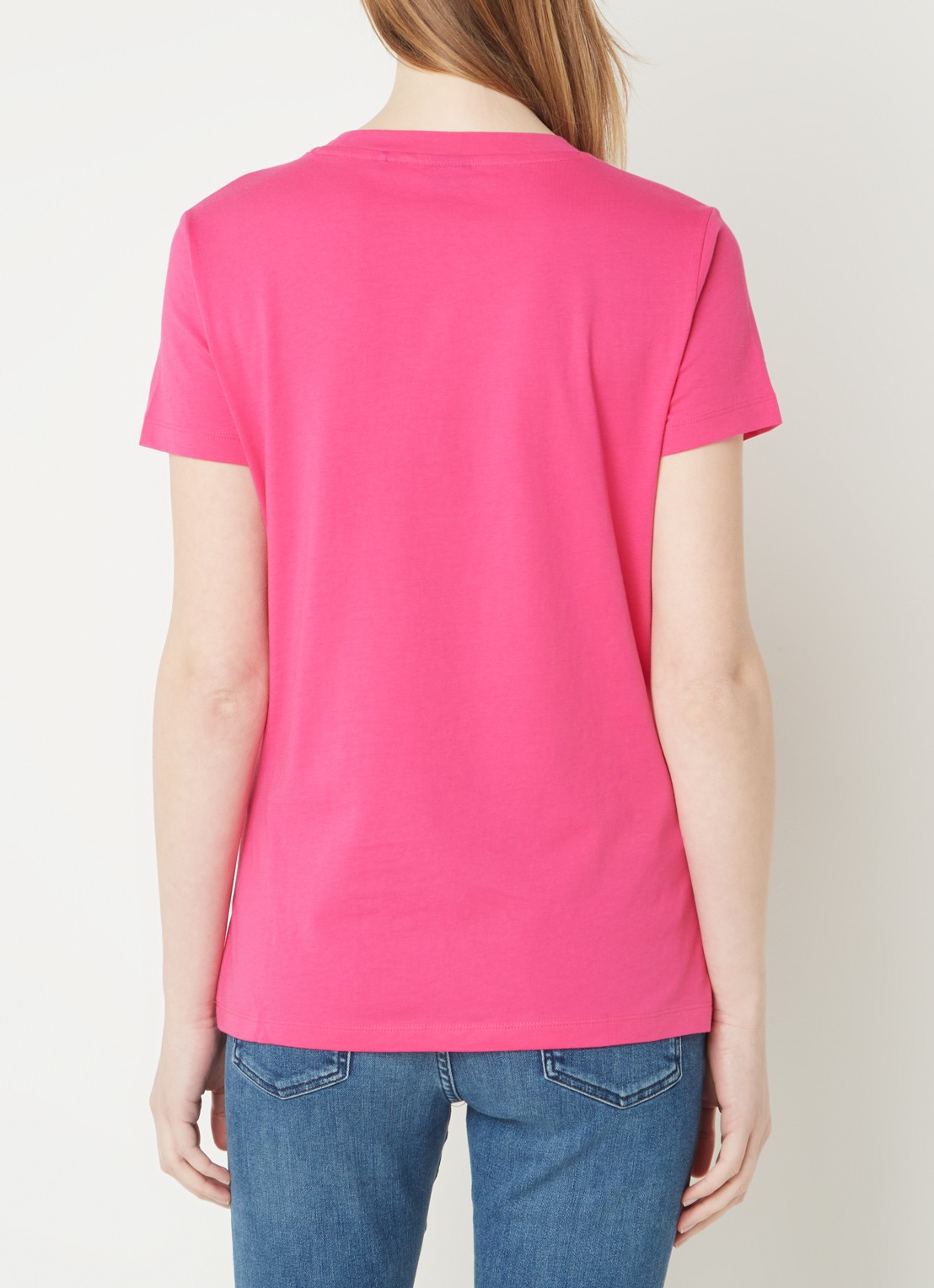 BOSS T-shirt van katoenen jersey met logodetail - achterkant bright purple-526 / roze