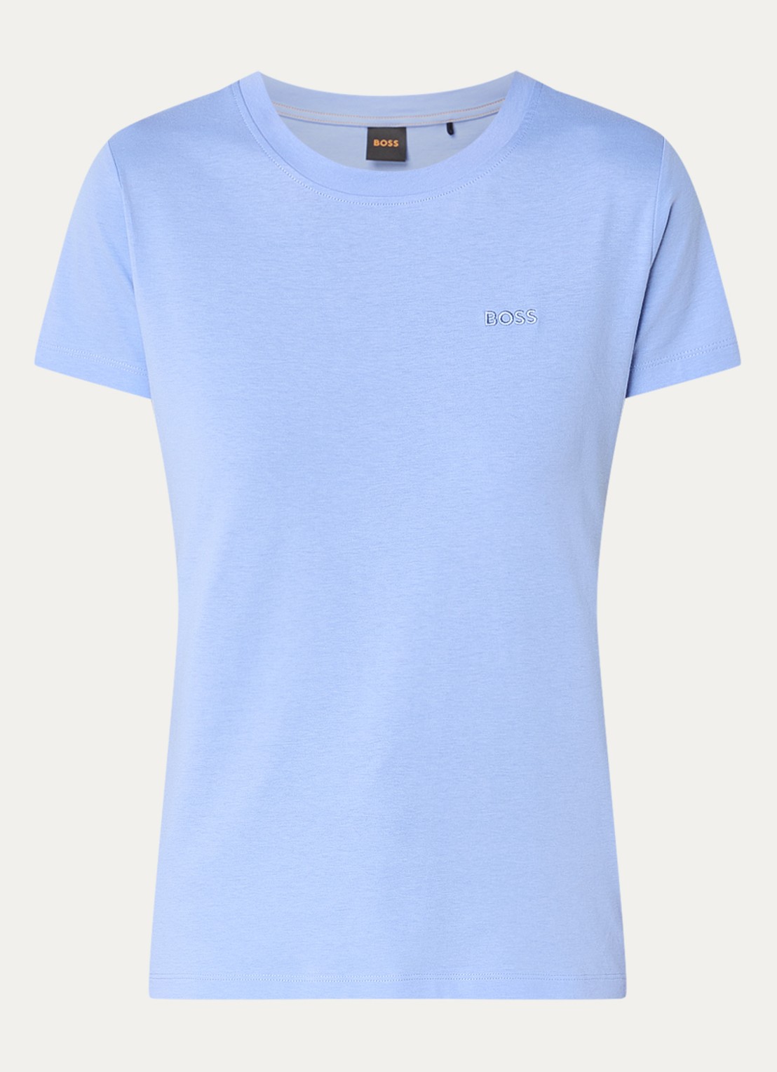 BOSS T-shirt van katoenen jersey met logodetail - voorkant 2 bright blue-436 / lichtblauw
