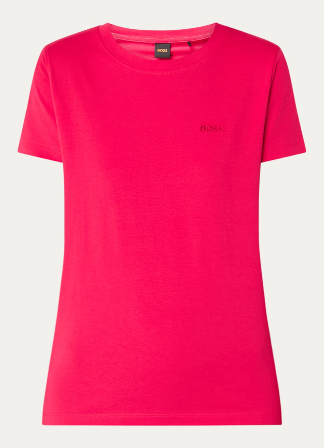 BOSS T-shirt van katoenen jersey met logodetail - voorkant dark pink-653 / roze