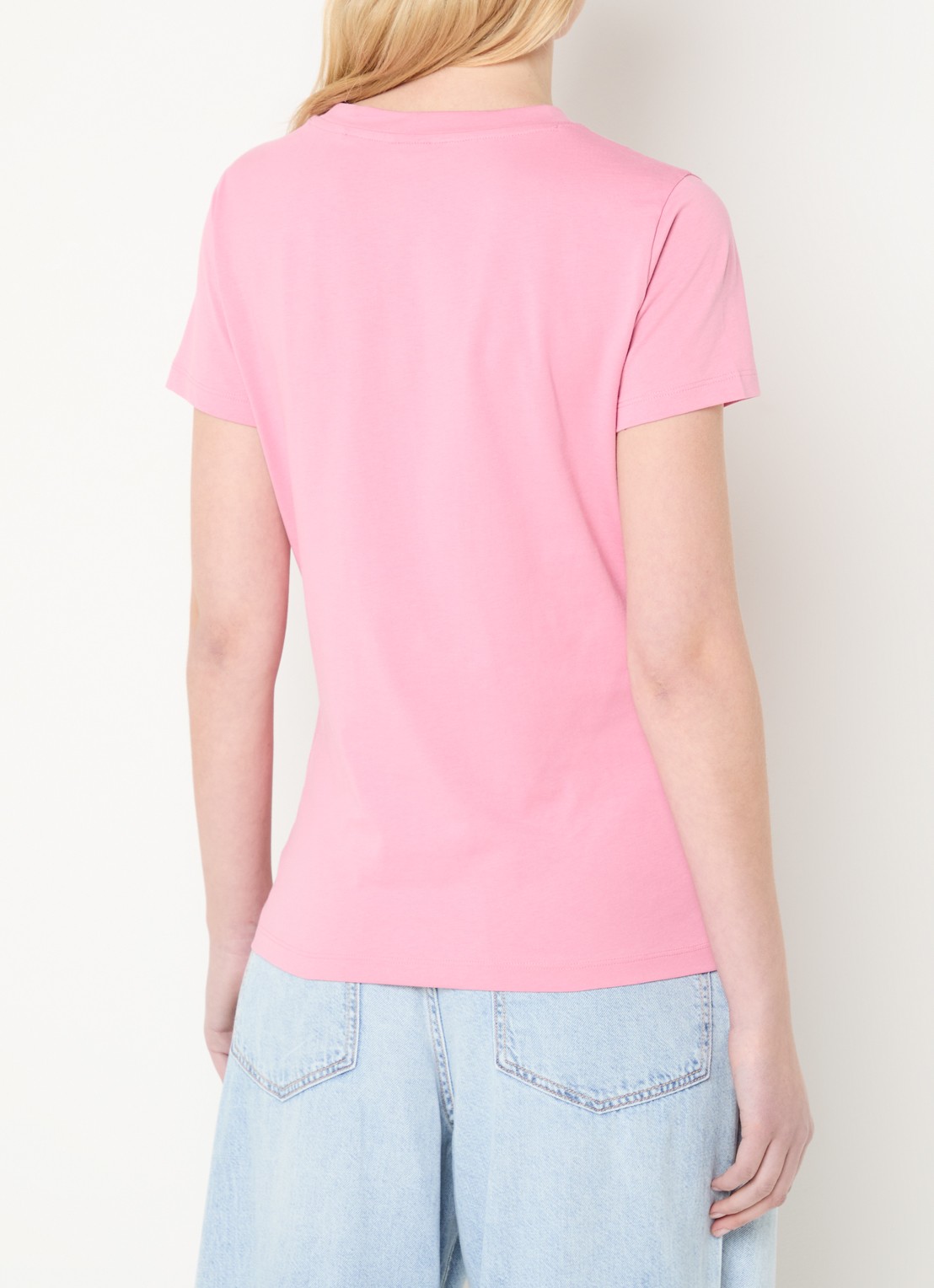 BOSS T-shirt van katoenen jersey met logodetail - achterkant open purple-554 / roze