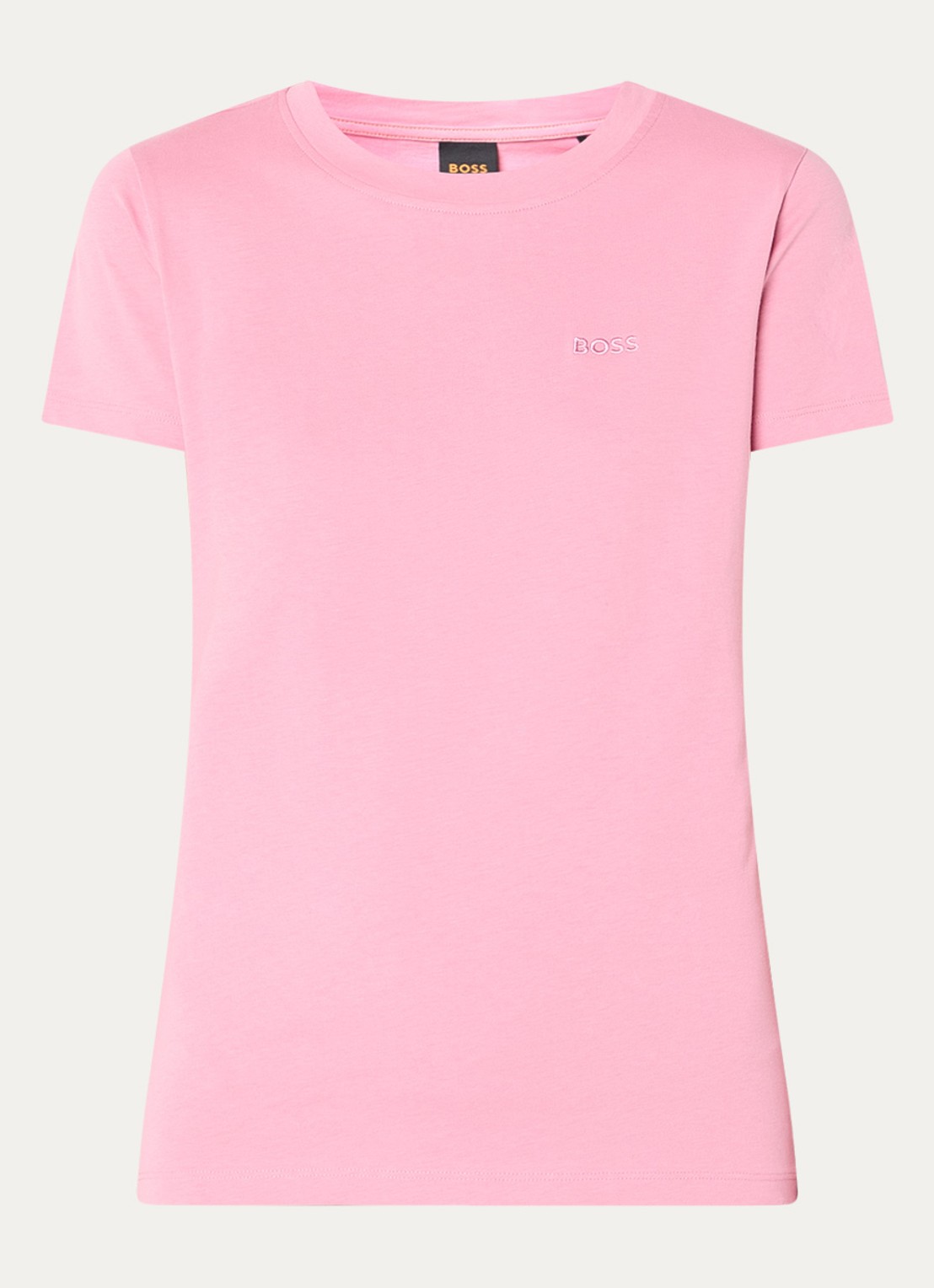 BOSS T-shirt van katoenen jersey met logodetail - voorkant 3 open purple-554 / roze