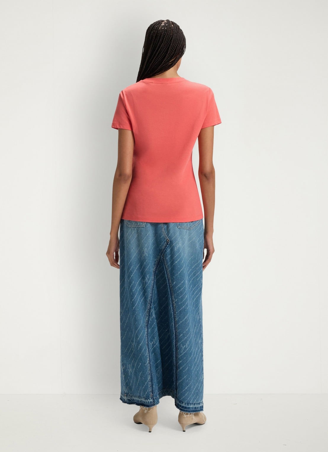 BOSS T-shirt van katoenen jersey met logodetail - achterkant light /pastel red-638 / rood