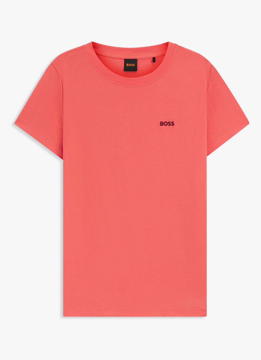 BOSS T-shirt van katoenen jersey met logodetail - voorkant 4 light /pastel red-638 / rood