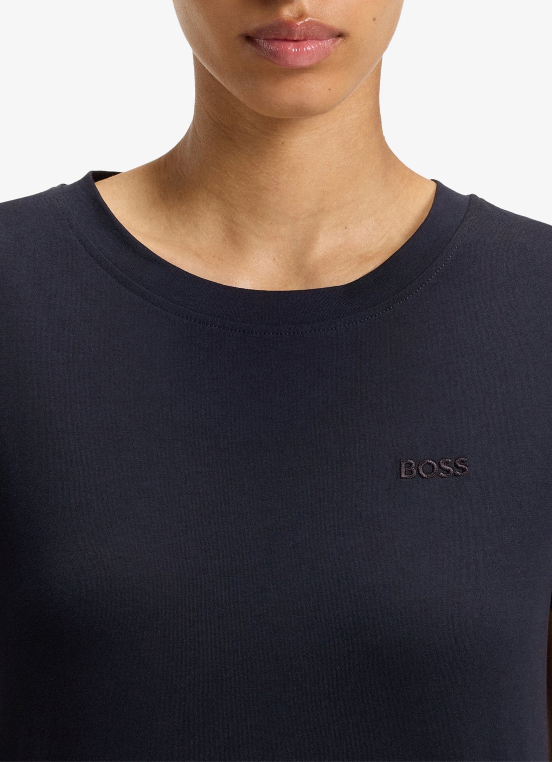 BOSS T-shirt van katoenen jersey met logodetail - detail 5 dark blue-408 / blauw