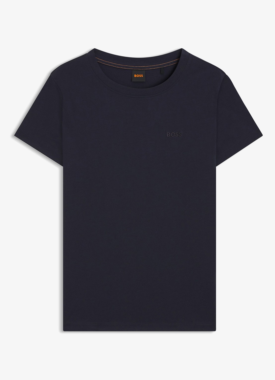BOSS T-shirt van katoenen jersey met logodetail - voorkant dark blue-408 / blauw