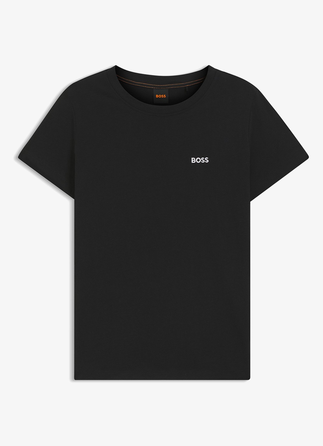 BOSS T-shirt van katoenen jersey met logodetail - voorkant 4 black-001 / zwart