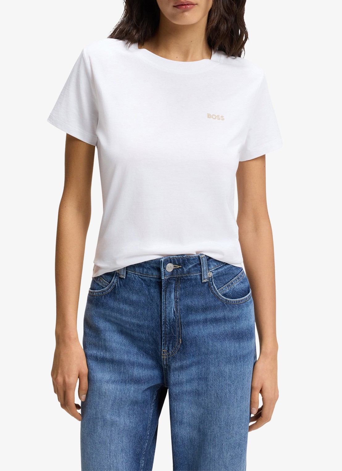 BOSS T-shirt van katoenen jersey met logodetail - detail 2 white-100 / wit
