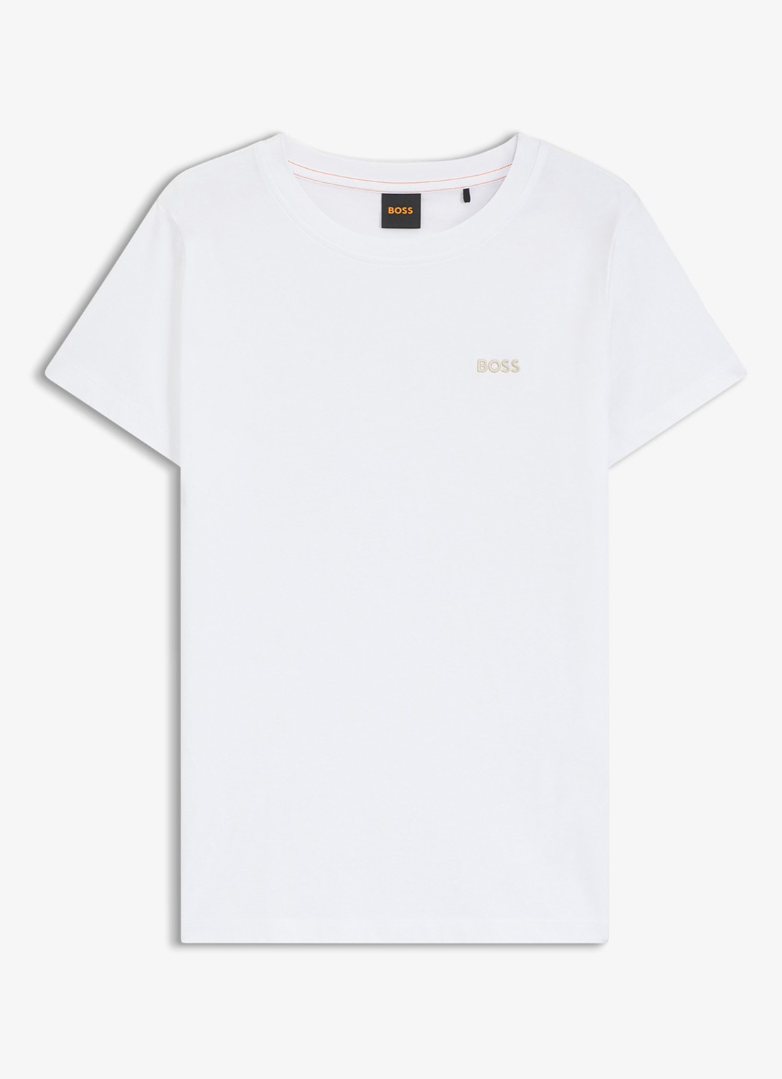 BOSS T-shirt van katoenen jersey met logodetail - voorkant 4 white-100 / wit