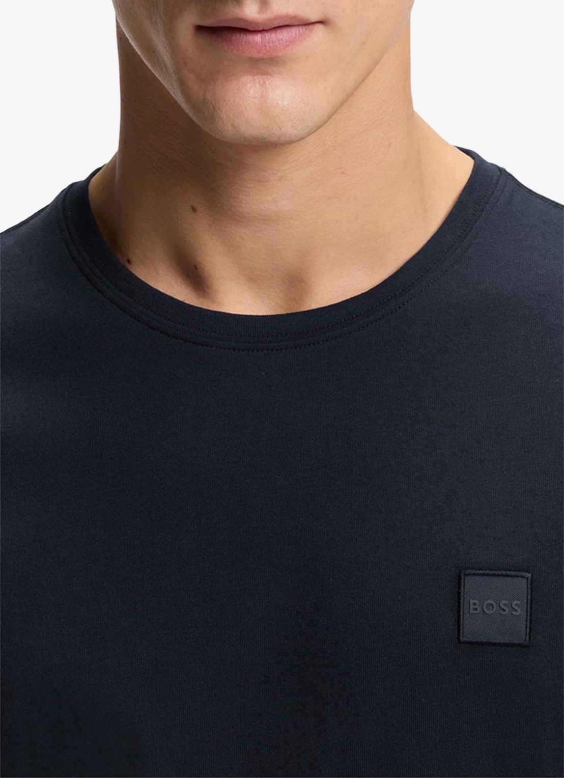 BOSS T-shirt van katoenen jersey met logopatch - detail 3 donkerblauw