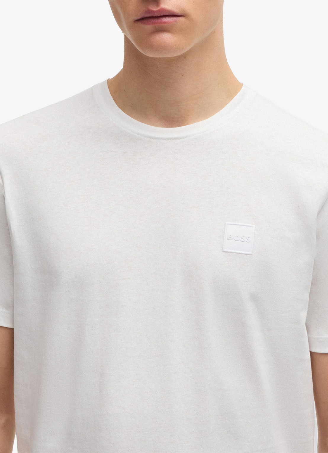 BOSS T-shirt van katoenen jersey met logopatch - detail 4 wit