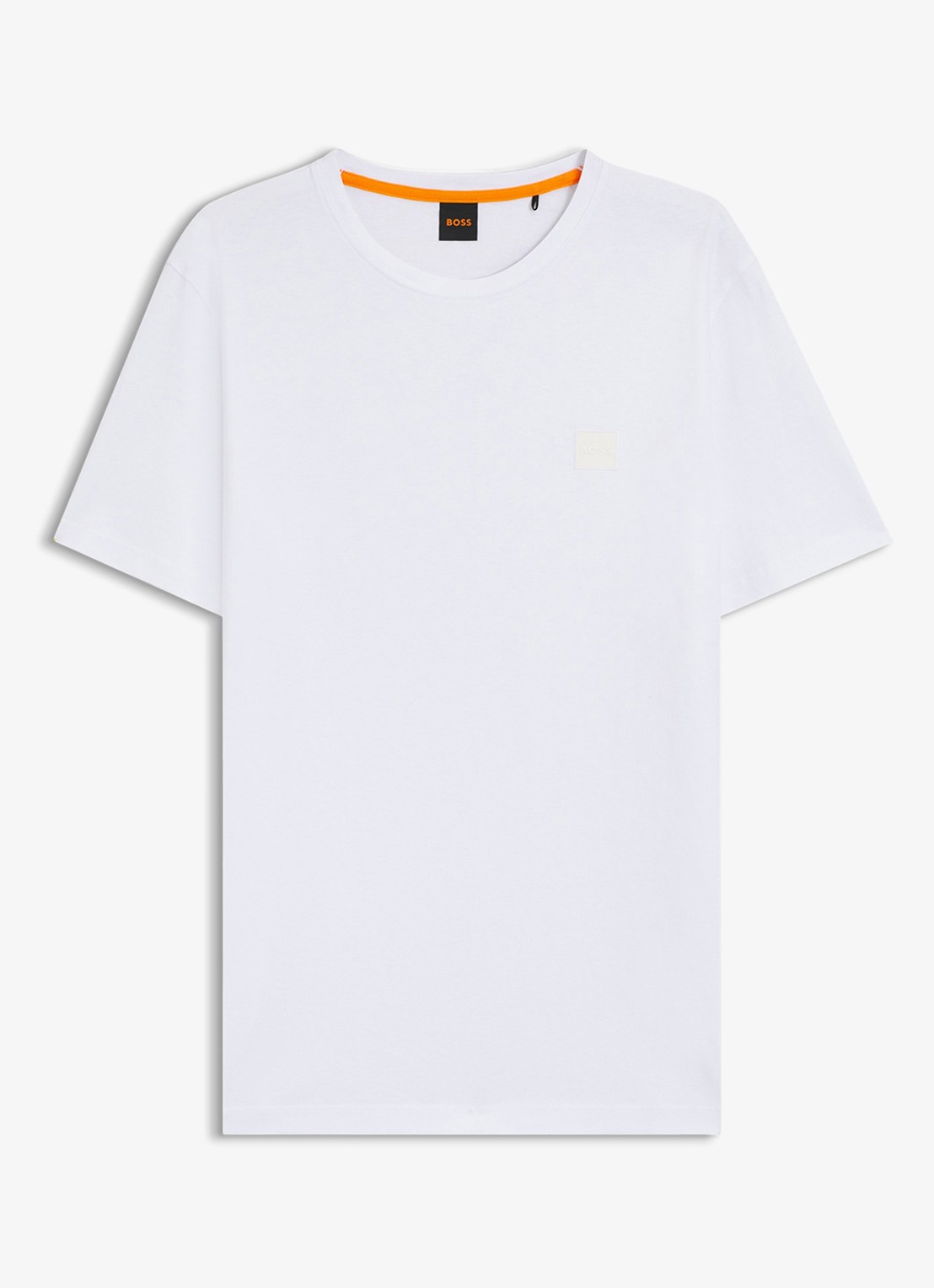 BOSS T-shirt van katoenen jersey met logopatch - voorkant wit