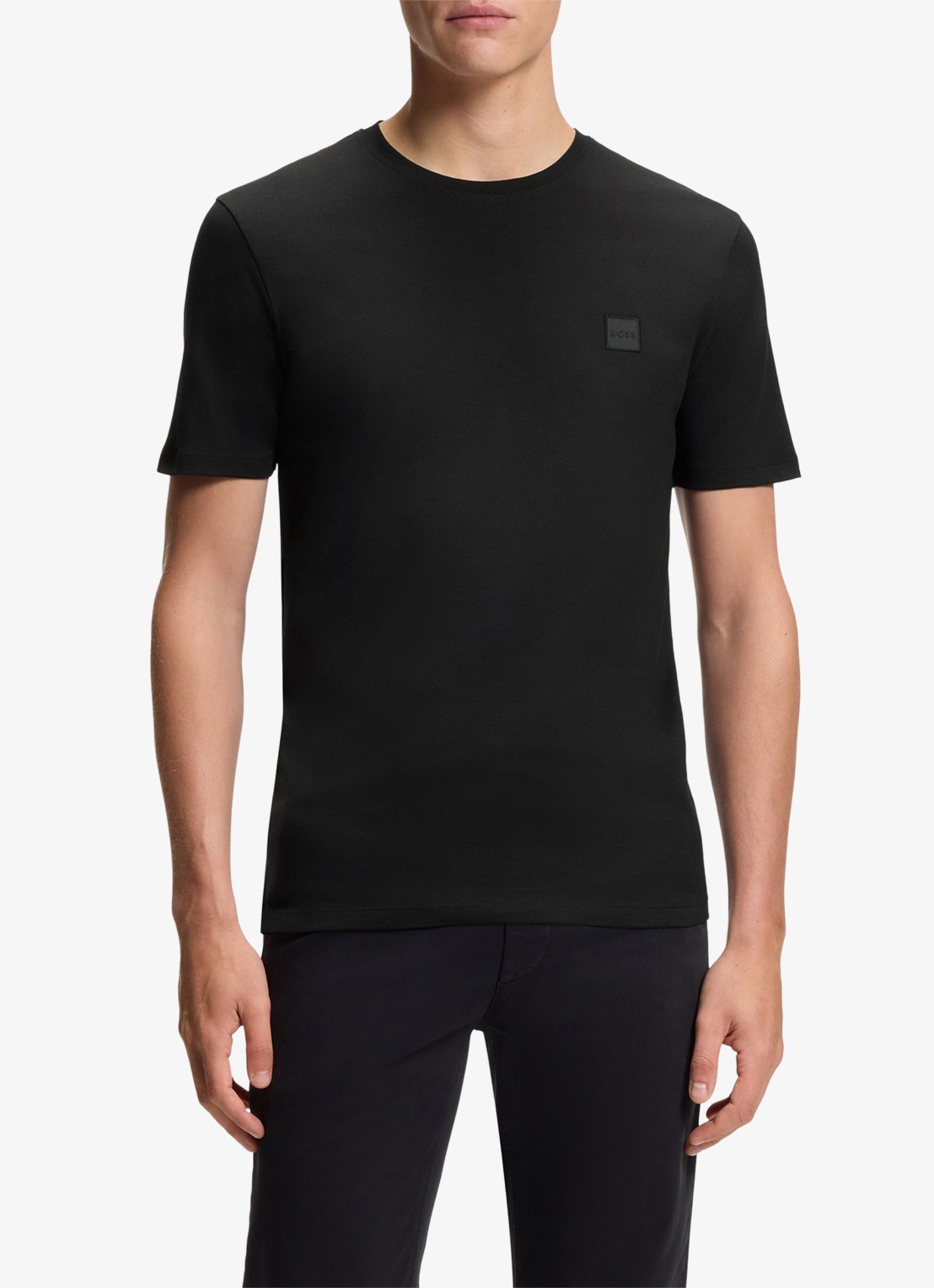 BOSS T-shirt van katoenen jersey met logopatch - detail 4 zwart