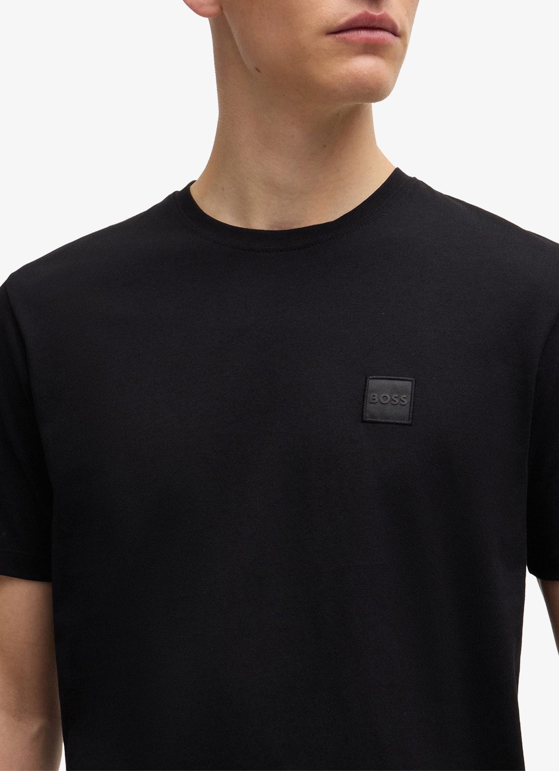 BOSS T-shirt van katoenen jersey met logopatch - detail 5 zwart