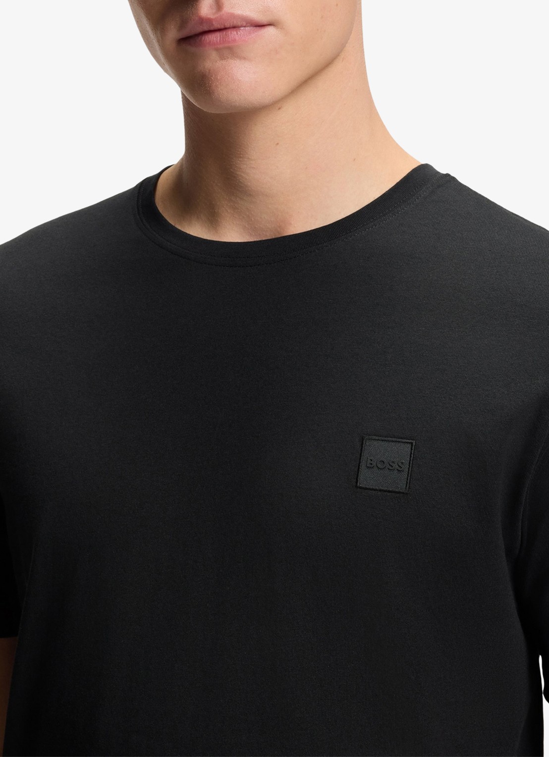 BOSS T-shirt van katoenen jersey met logopatch - detail 6 zwart