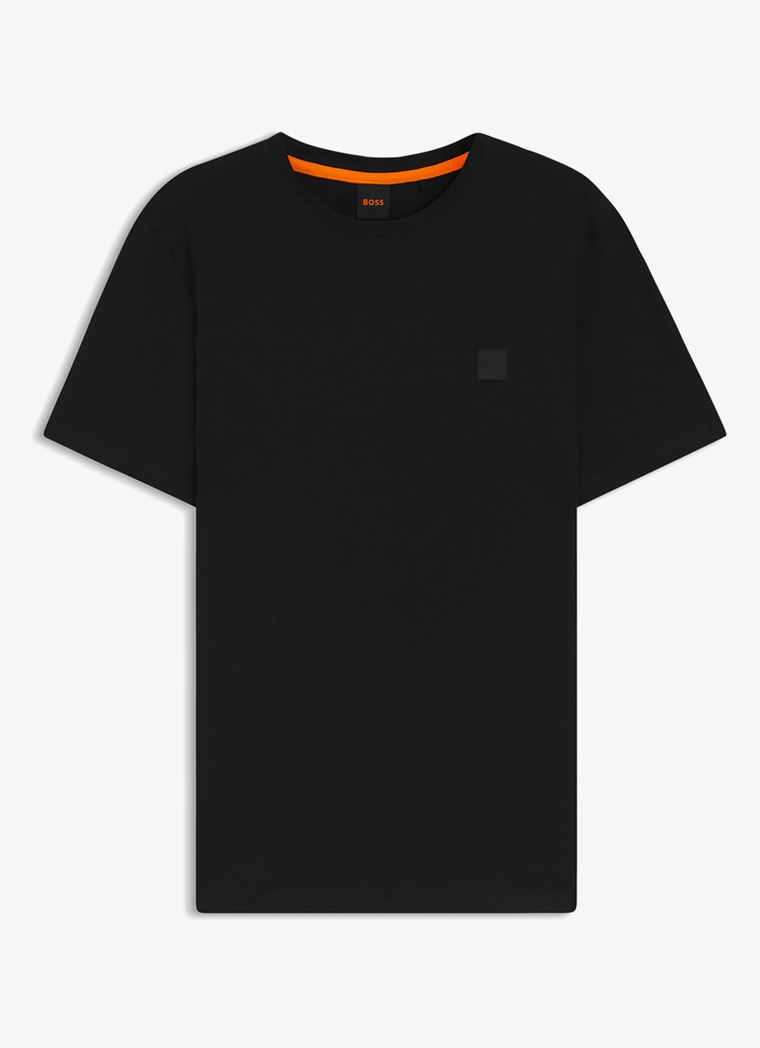 BOSS T-shirt van katoenen jersey met logopatch - voorkant zwart