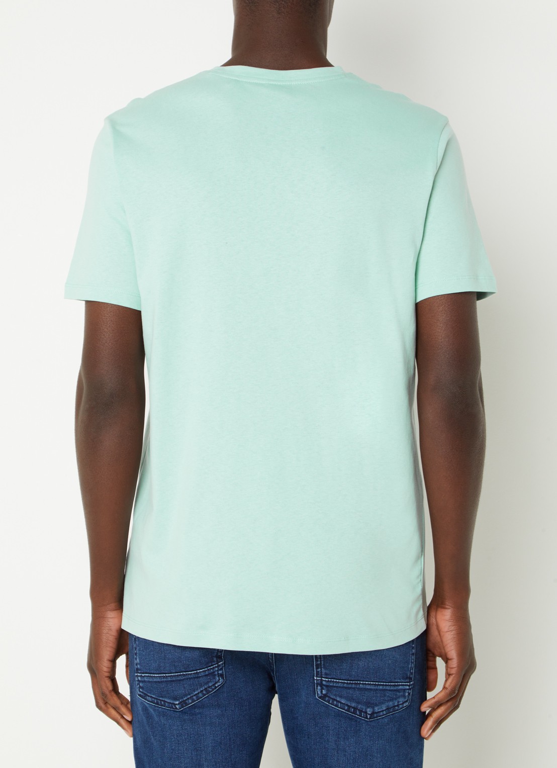 BOSS T-shirt van katoenen jersey met logopatch - achterkant mint