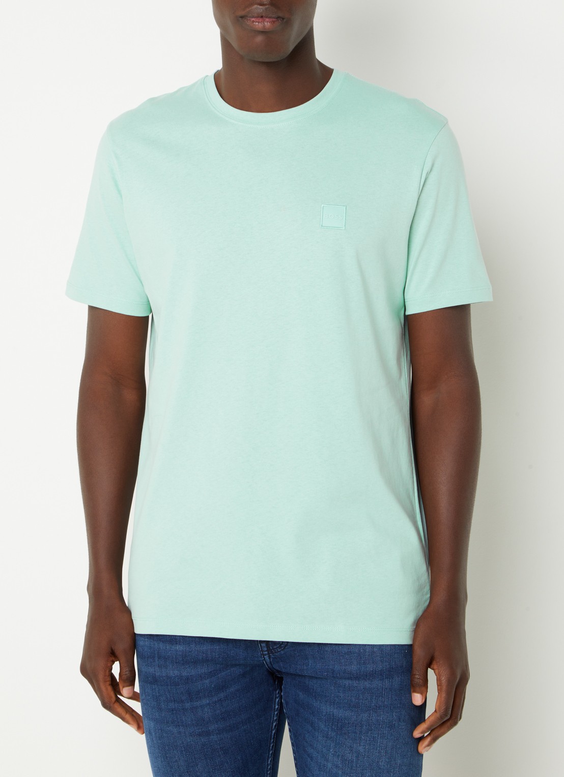 BOSS T-shirt van katoenen jersey met logopatch - detail 2 mint