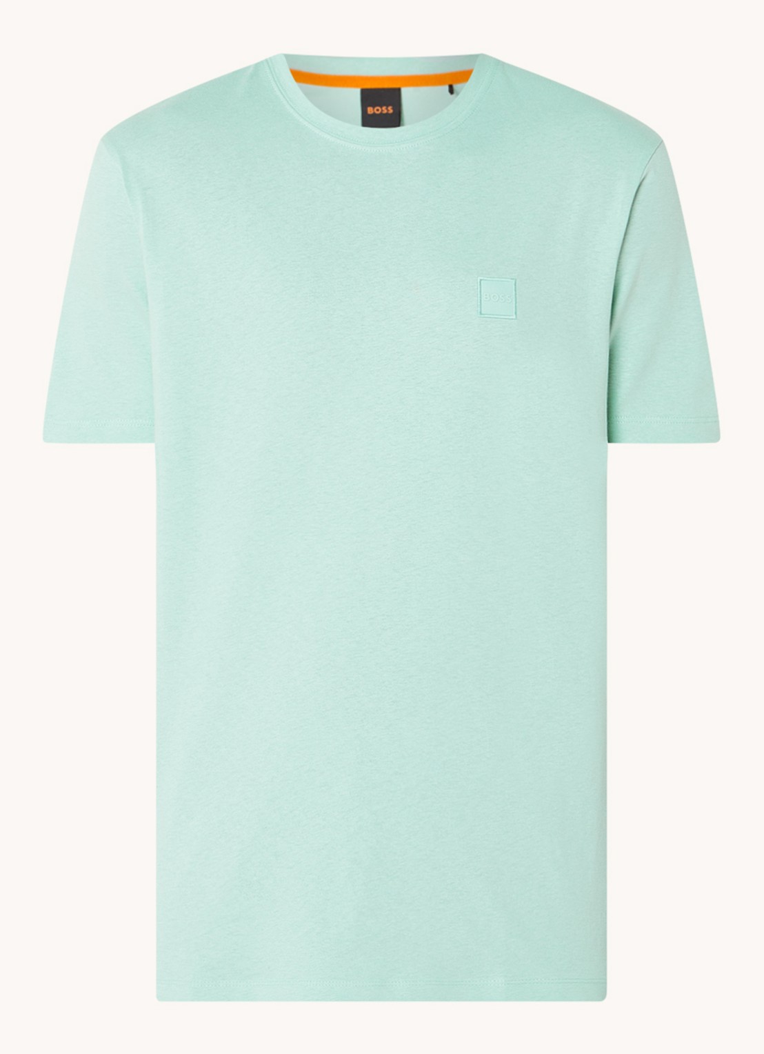 BOSS T-shirt van katoenen jersey met logopatch - voorkant 3 mint