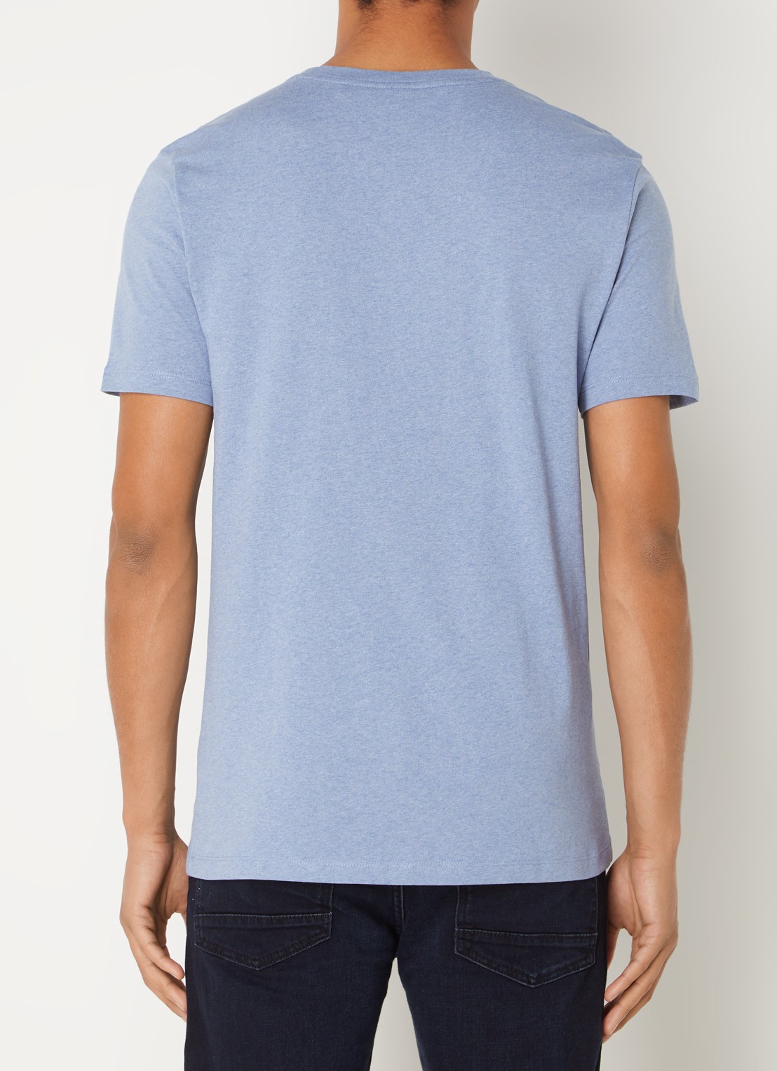 BOSS T-shirt van katoenen jersey met logopatch - achterkant 3 staalblauw