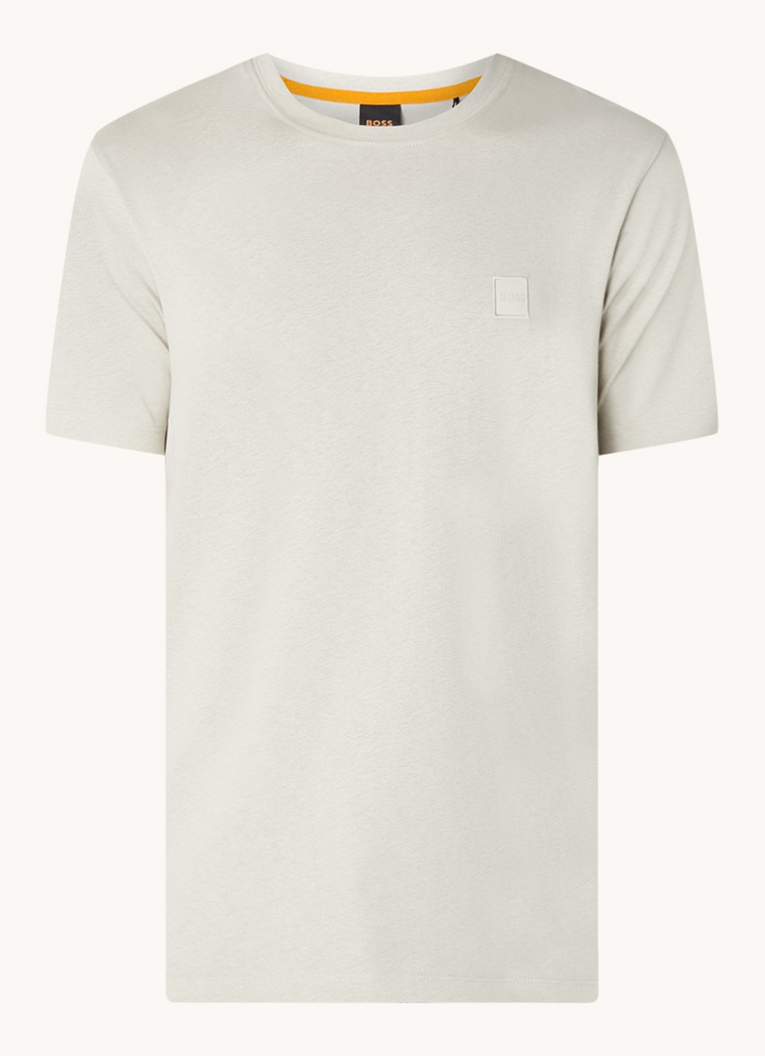 BOSS T-shirt van katoenen jersey met logopatch - voorkant 2 beige
