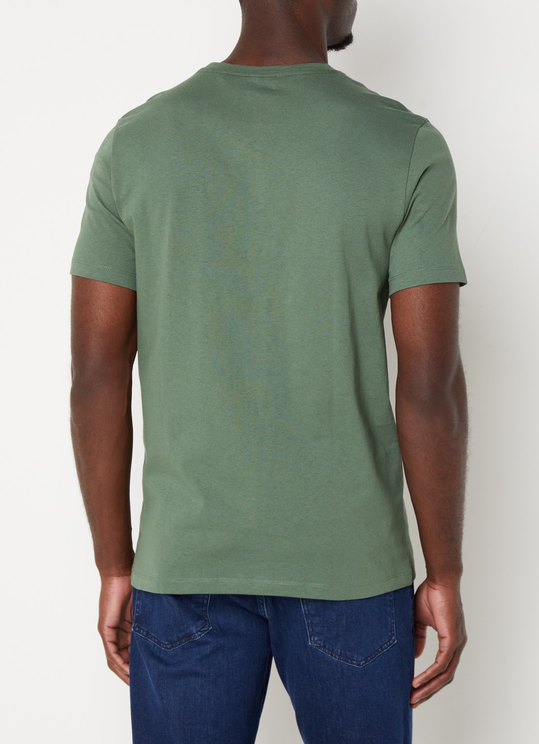 BOSS T-shirt van katoenen jersey met logopatch - achterkant olijfgroen
