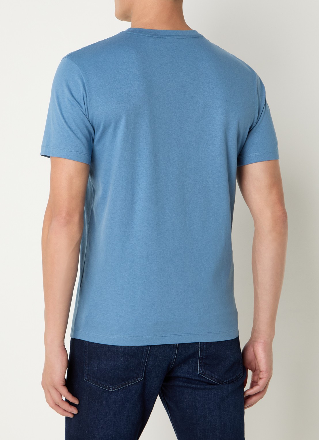 BOSS T-shirt van katoenen jersey met logopatch - achterkant 4 blauwgrijs