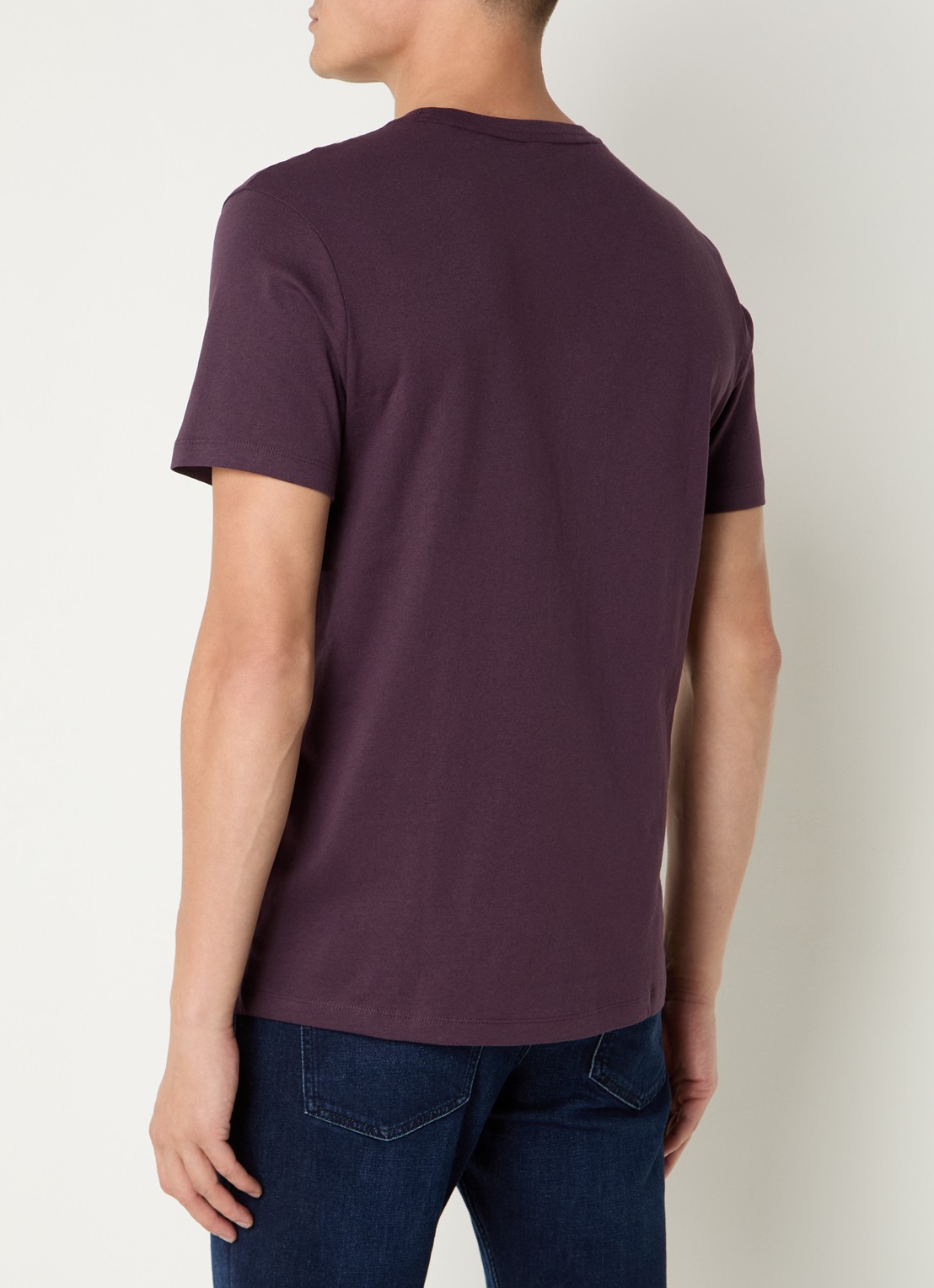 BOSS T-shirt van katoenen jersey met logopatch - achterkant 3 aubergine