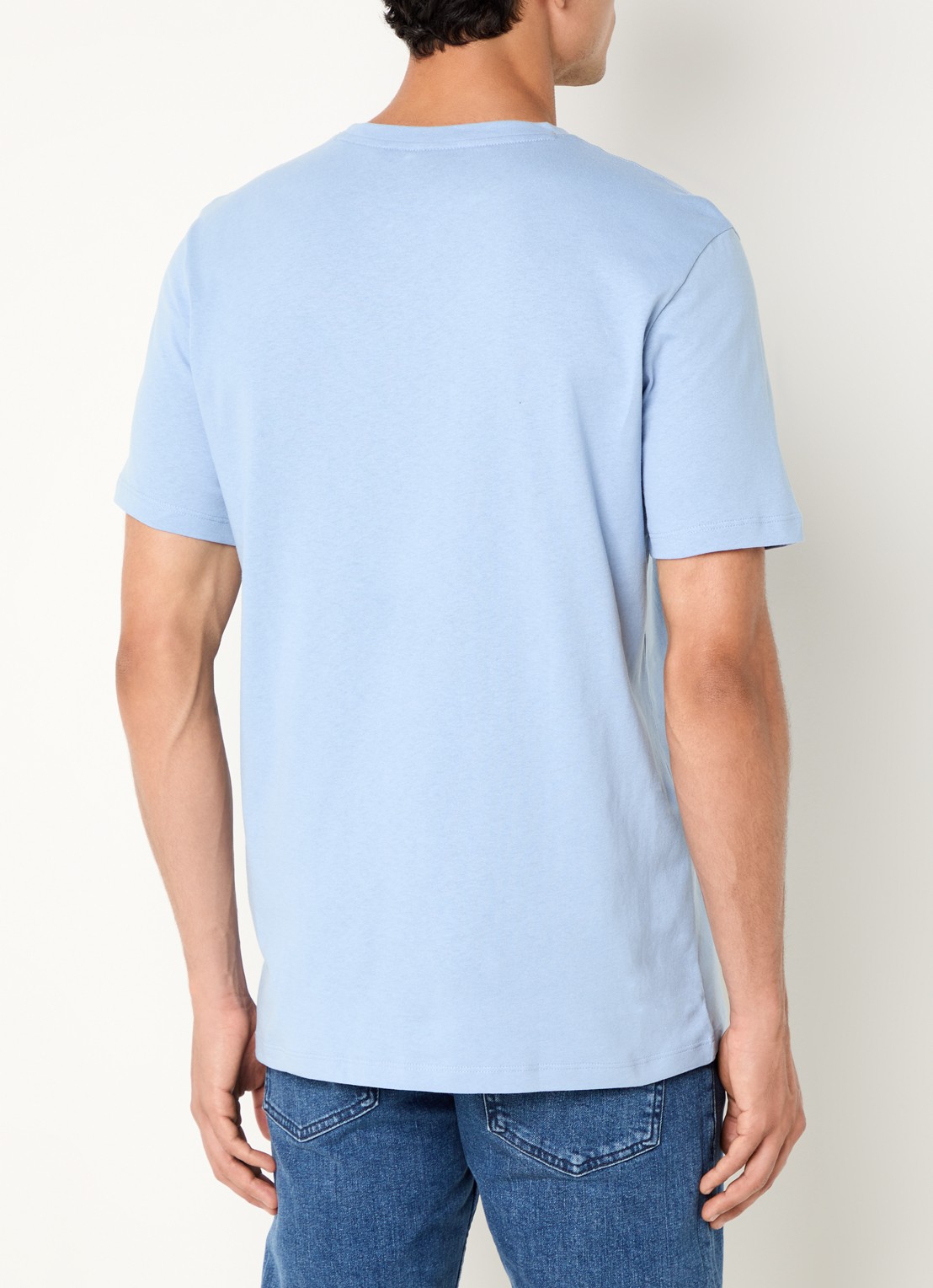 BOSS T-shirt van katoenen jersey met logopatch - achterkant donkerblauw