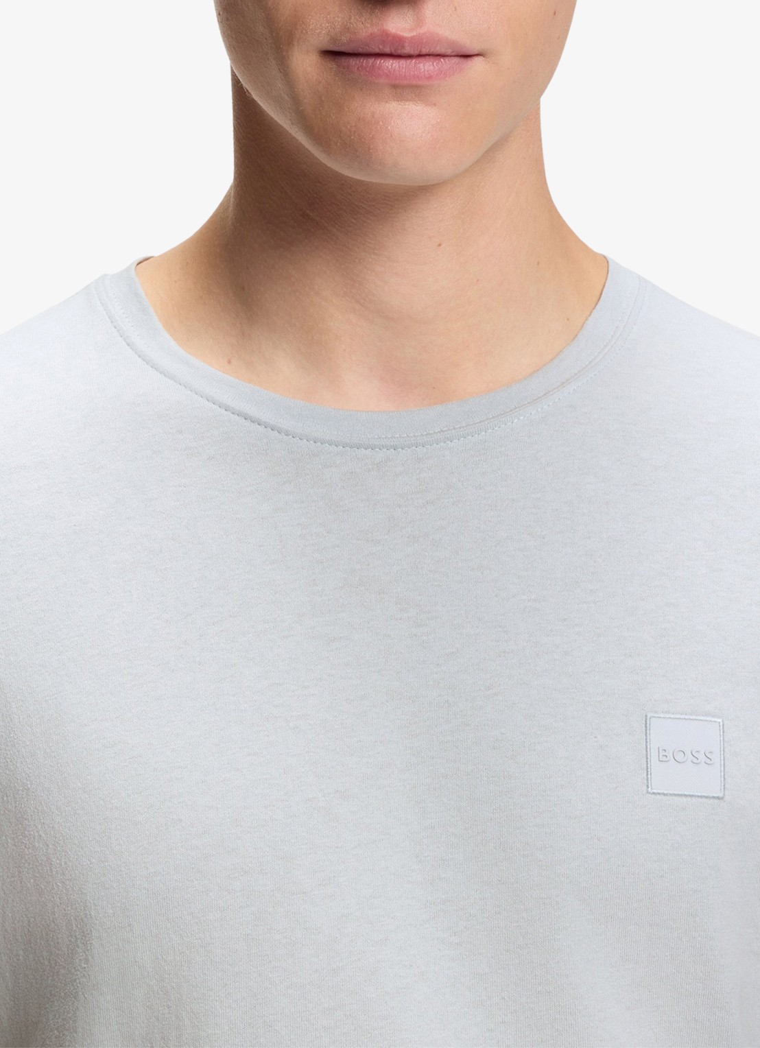 BOSS T-shirt van katoenen jersey met logopatch - detail 5 grijs