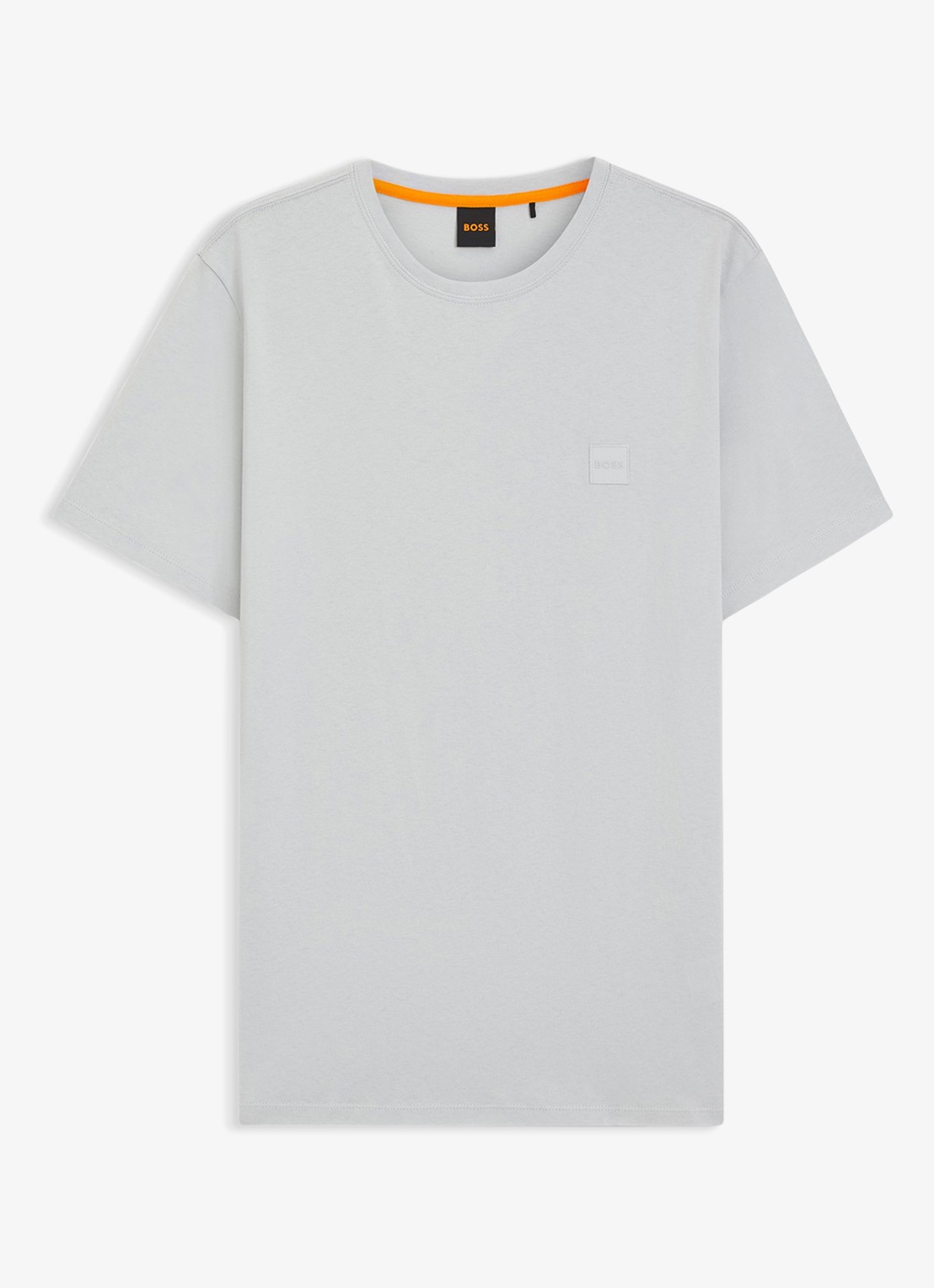 BOSS T-shirt van katoenen jersey met logopatch - voorkant grijs