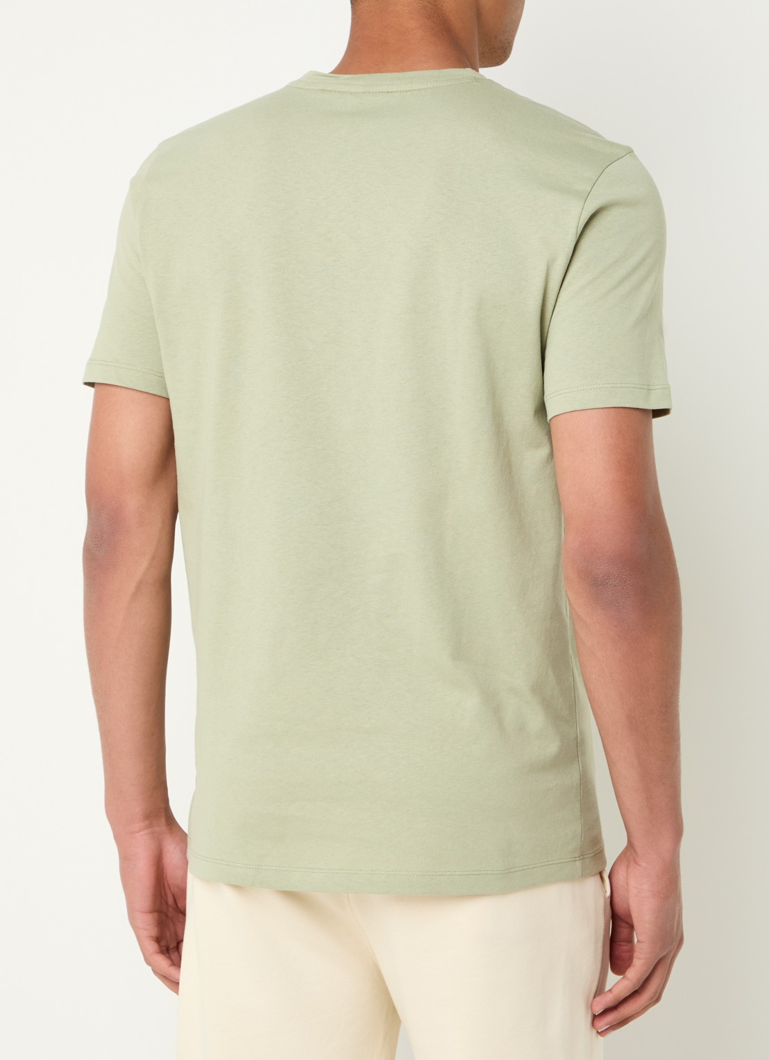 BOSS T-shirt van katoenen jersey met logopatch - achterkant 2 lindegroen