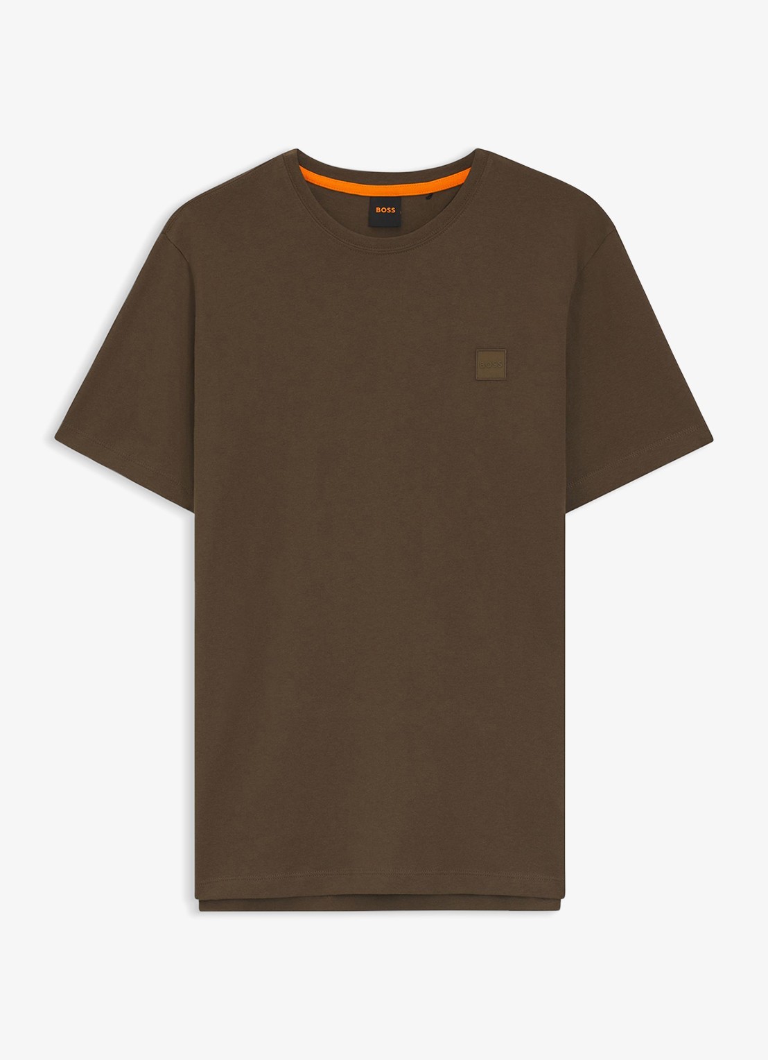 BOSS T-shirt van katoenen jersey met logopatch - voorkant 2 groen