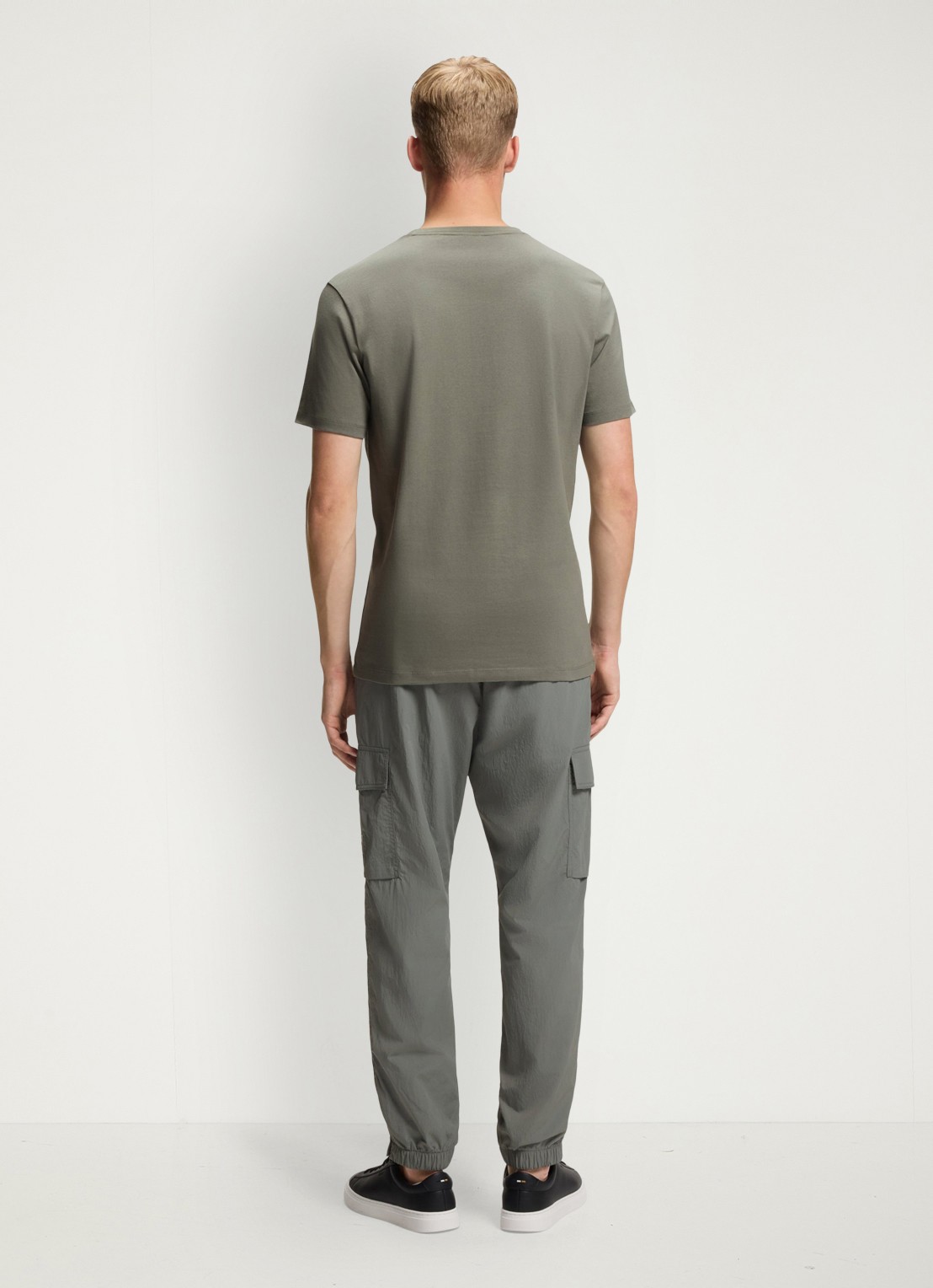 BOSS T-shirt van katoenen jersey met logopatch - achterkant 3 open grey-076