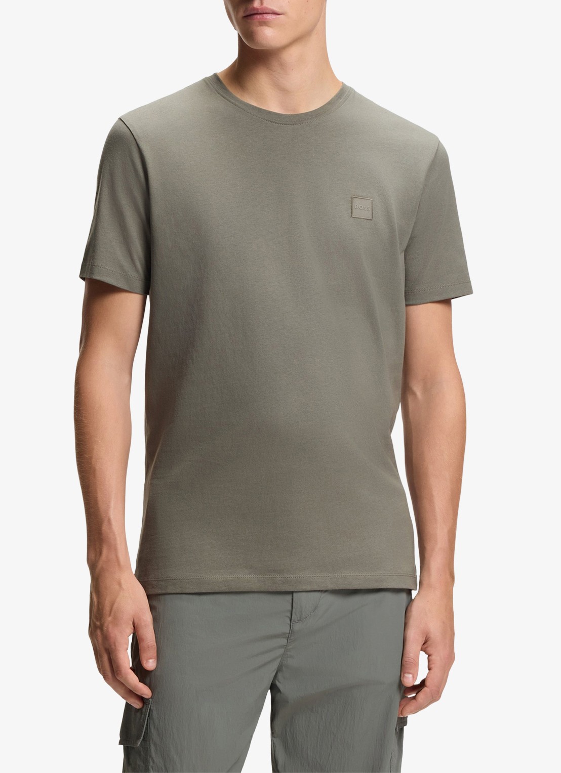 BOSS T-shirt van katoenen jersey met logopatch - detail 4 open grey-076