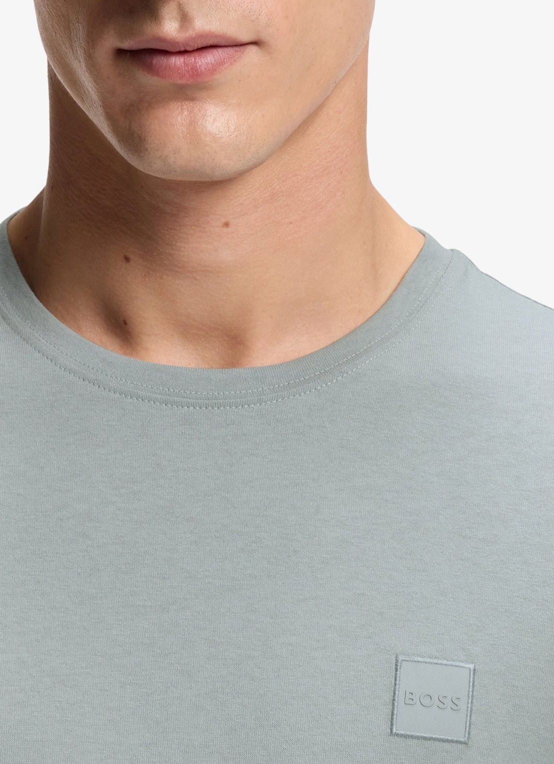 BOSS T-shirt van katoenen jersey met logopatch - detail 2 open grey-084 - lichtgrijs