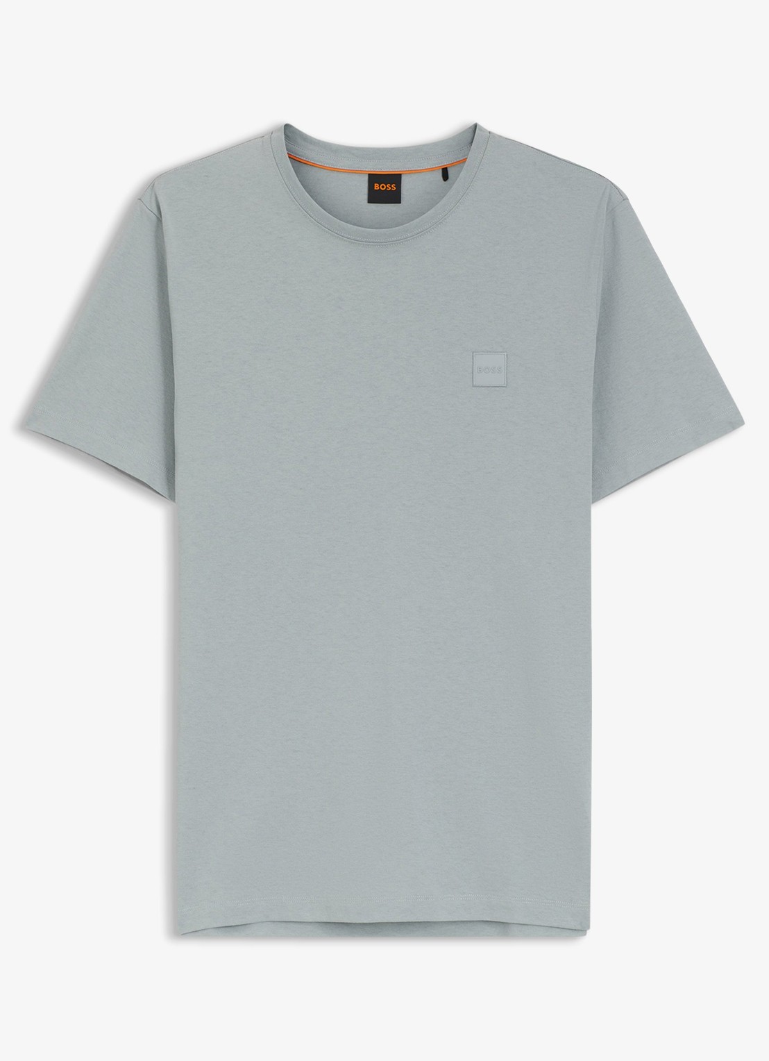 BOSS T-shirt van katoenen jersey met logopatch - voorkant 4 open grey-084 - lichtgrijs