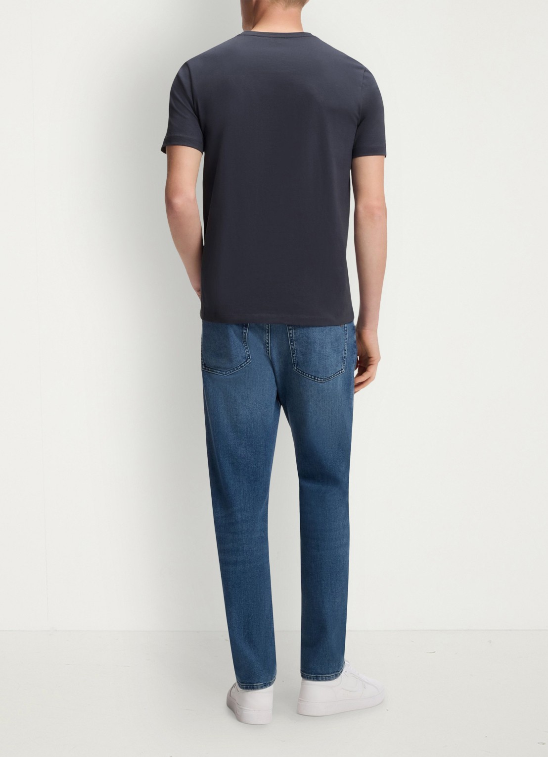 BOSS T-shirt van katoenen jersey met logopatch - achterkant 5 dark blue-406 / donkerblauw