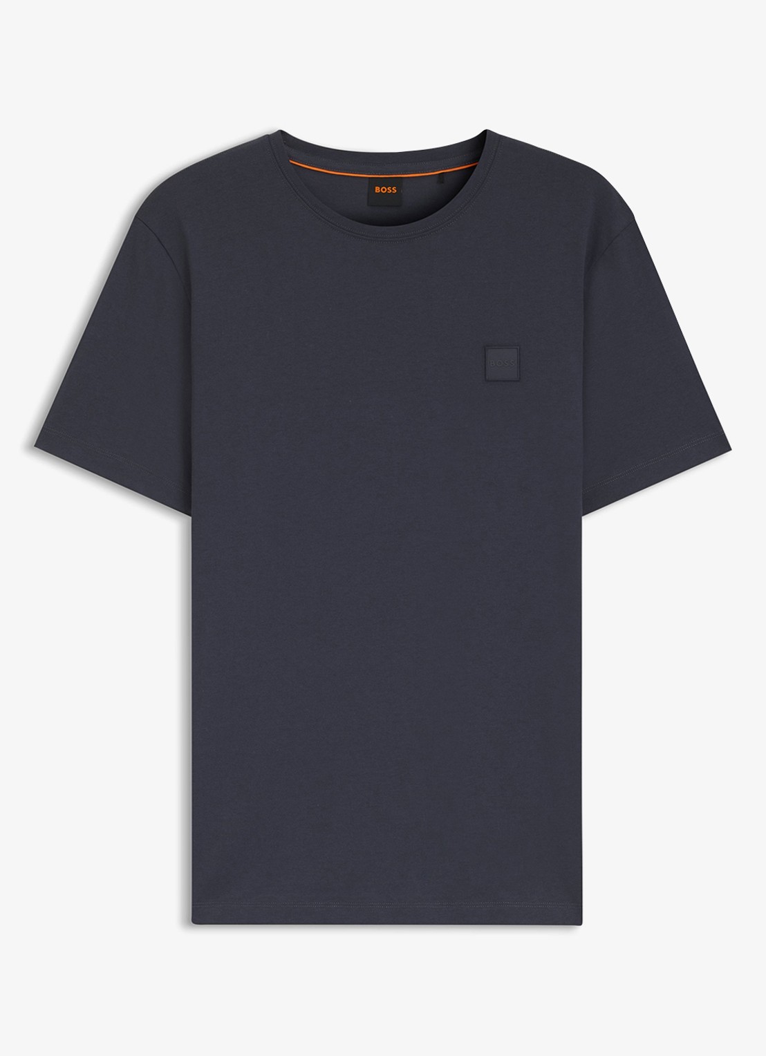 BOSS T-shirt van katoenen jersey met logopatch - voorkant dark blue-406 / donkerblauw