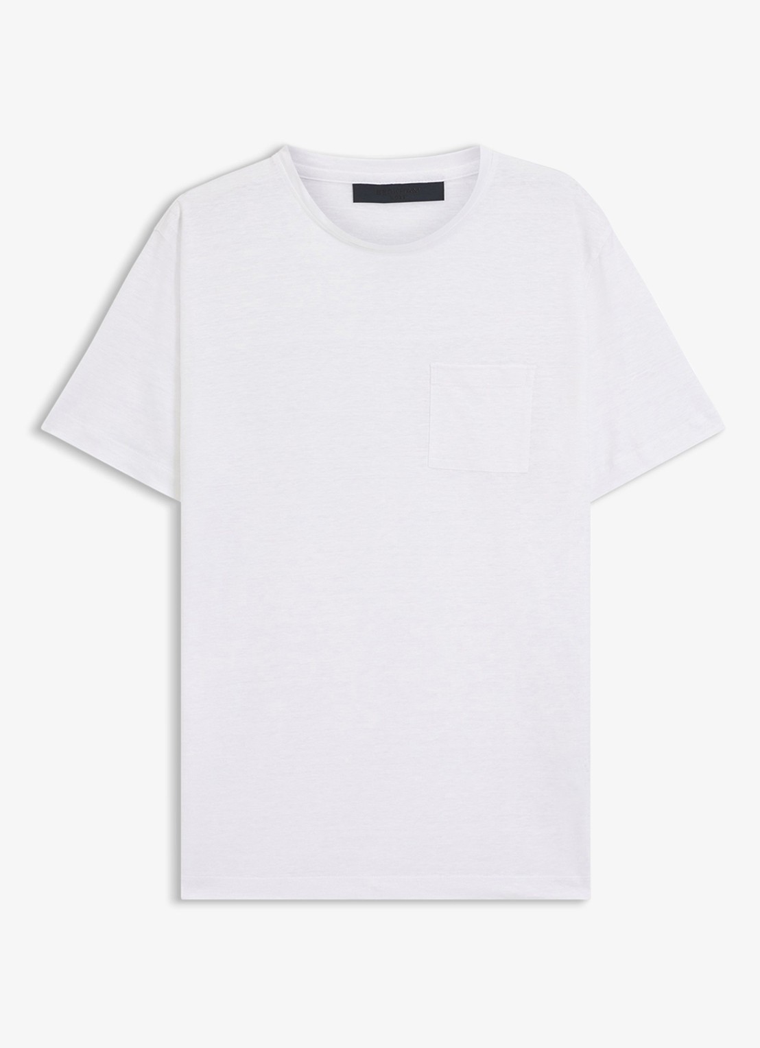 BOSS T-shirt van linnen met borstzak - voorkant white-100 / wit