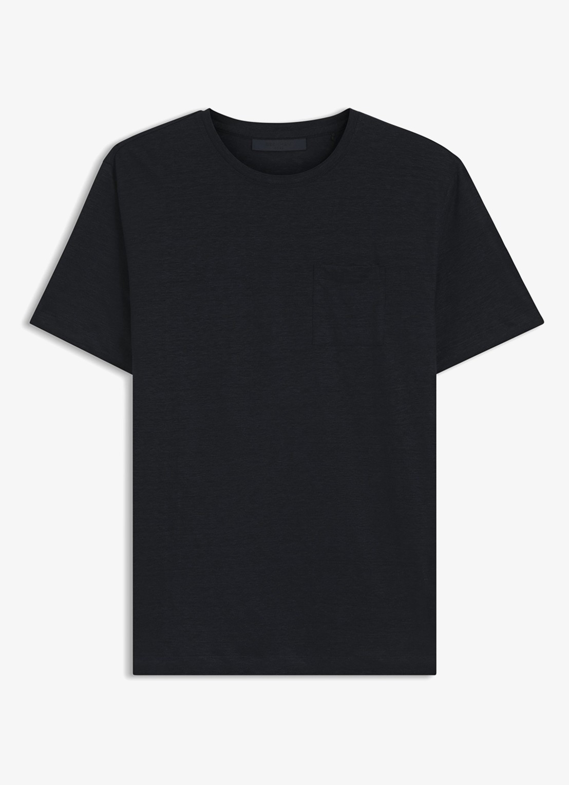 BOSS T-shirt van linnen met borstzak - voorkant 3 dark blue-409 / blauw